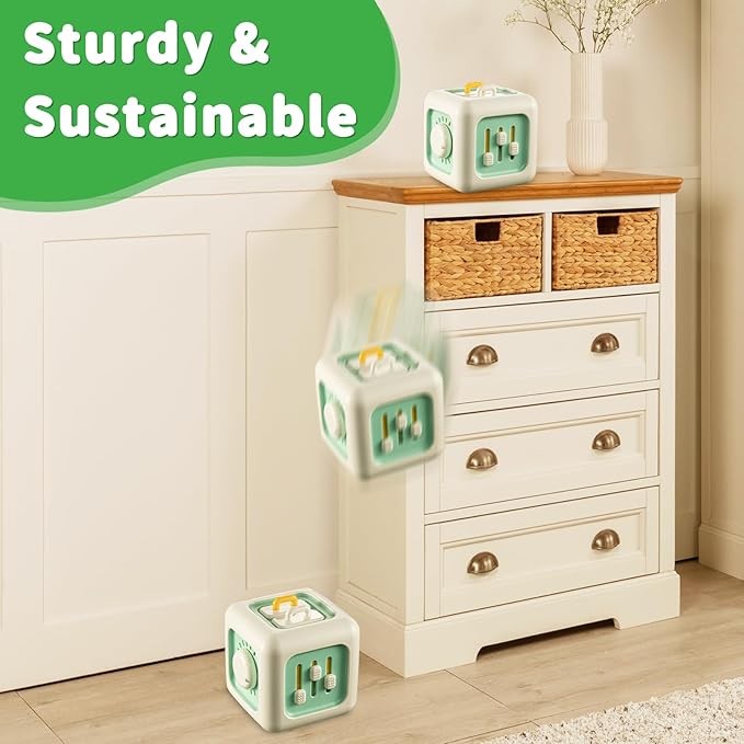 Busy Cube Toy, Sensory Toys for Toddlers 1-3, Baby Car Seat Toys 12-18 Months, Toddler Airplane Travel Toys Age 1-2, Learning Fine Motor Skills, 1st Birthday Gifts Stocking Stuffers