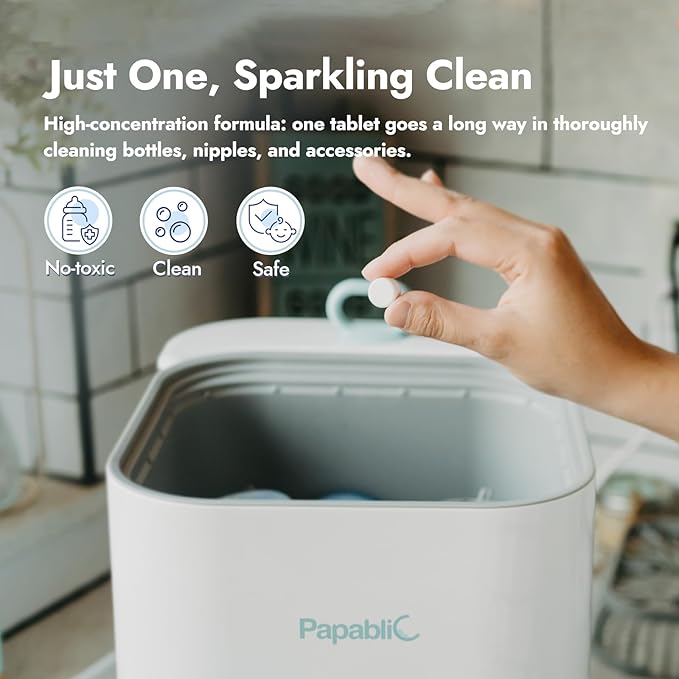 Papablic 120Pcs Official Detergent Soap Tablets for Baby Brezza,GROWNSY,Momcozy Bottle Washer Pro, Effective Cleaning with Safe Highly Concentrated Formula