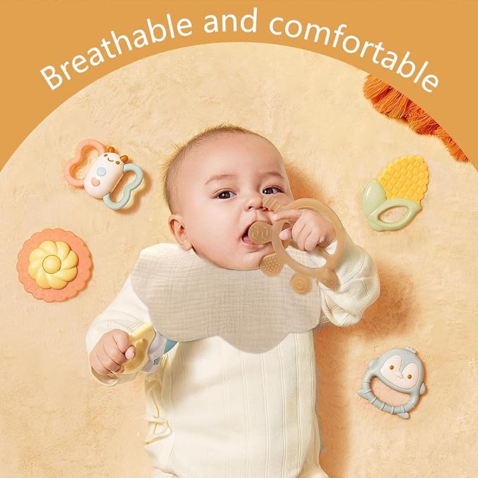 EllieHouse Baby Bibs for Girls Boys 8 Pack Muslin Drool Teeth Drooling Teething Bibs Muslin Cotton for Toddler Infant