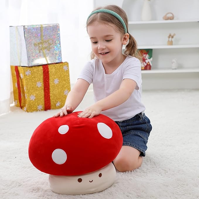 Plush Mushroom Pillow, 12 Inch Cute Stuffed Mushroom, Plush Toy Room Decor Gift for Kids and Adults