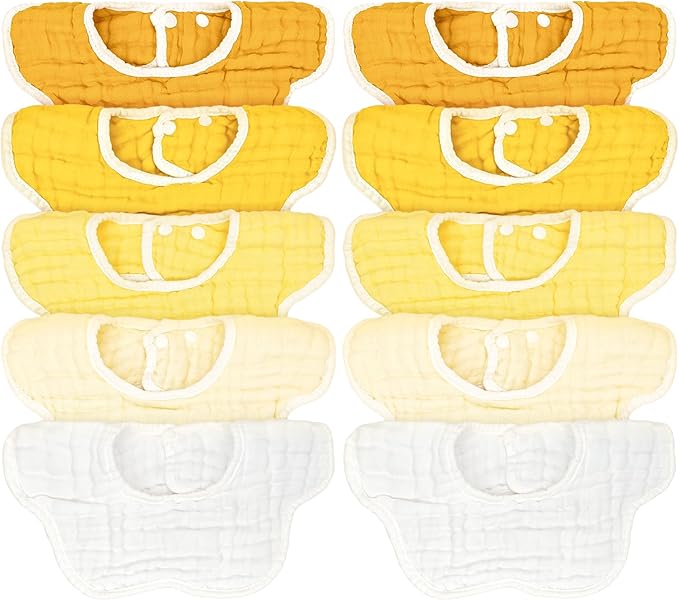 EllieHouse Baby Bibs for Girls Boys 10Pack Muslin Drool Teeth Drooling Teething Bibs Muslin Cotton for Infant Toddler