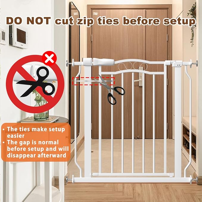 53.1-62.2" Extra Wide Baby Gate for Doorways No Drill, 30" Tall Auto Close Press Mounted Baby Safe Gate for Stairs, Walk Through Dog Gates for Doorways, White