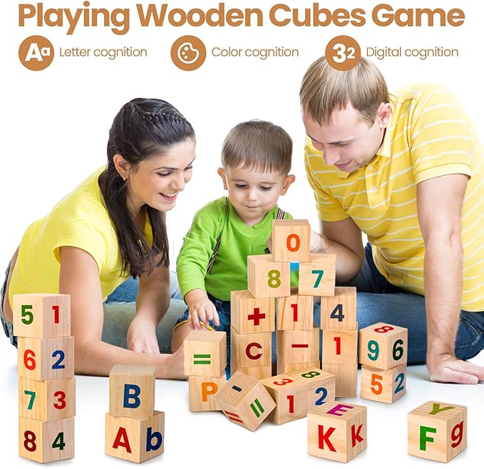 40 Pcs 2 Inch Unfinished Wooden Blocks for Crafts, Blank Natural Wooden Cubes Wood Square Blocks for Paint Stamp Decorate DIY Projects Personalised Gifts Crafts Making Baby Shower Christmas Decoration