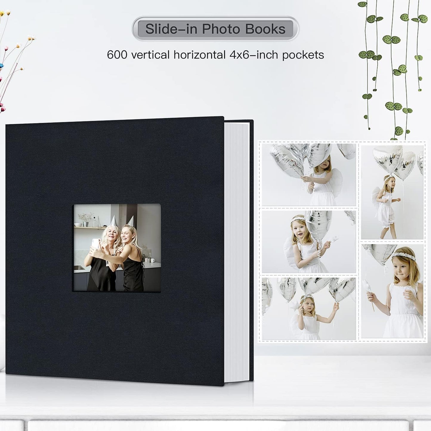 popotop Photo Album 4x6-600 Photos Photo Books with 600 Horizontal and Vertical Pockets,Linen Cover Albums for Family Wedding Anniversary Baby Vacation Pictures