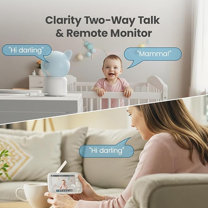 litokam 4MP Baby Monitor with 2 Cameras and Audio, 5-inch 1080P Split-Screen, No WiFi & 5G/2.4G WiFi, Remote Pan-Tilt-Zoom, Night Vision, VOX, Temperature Sensor, 2-Way Talk, 7 Lullabies, 1000ft Range