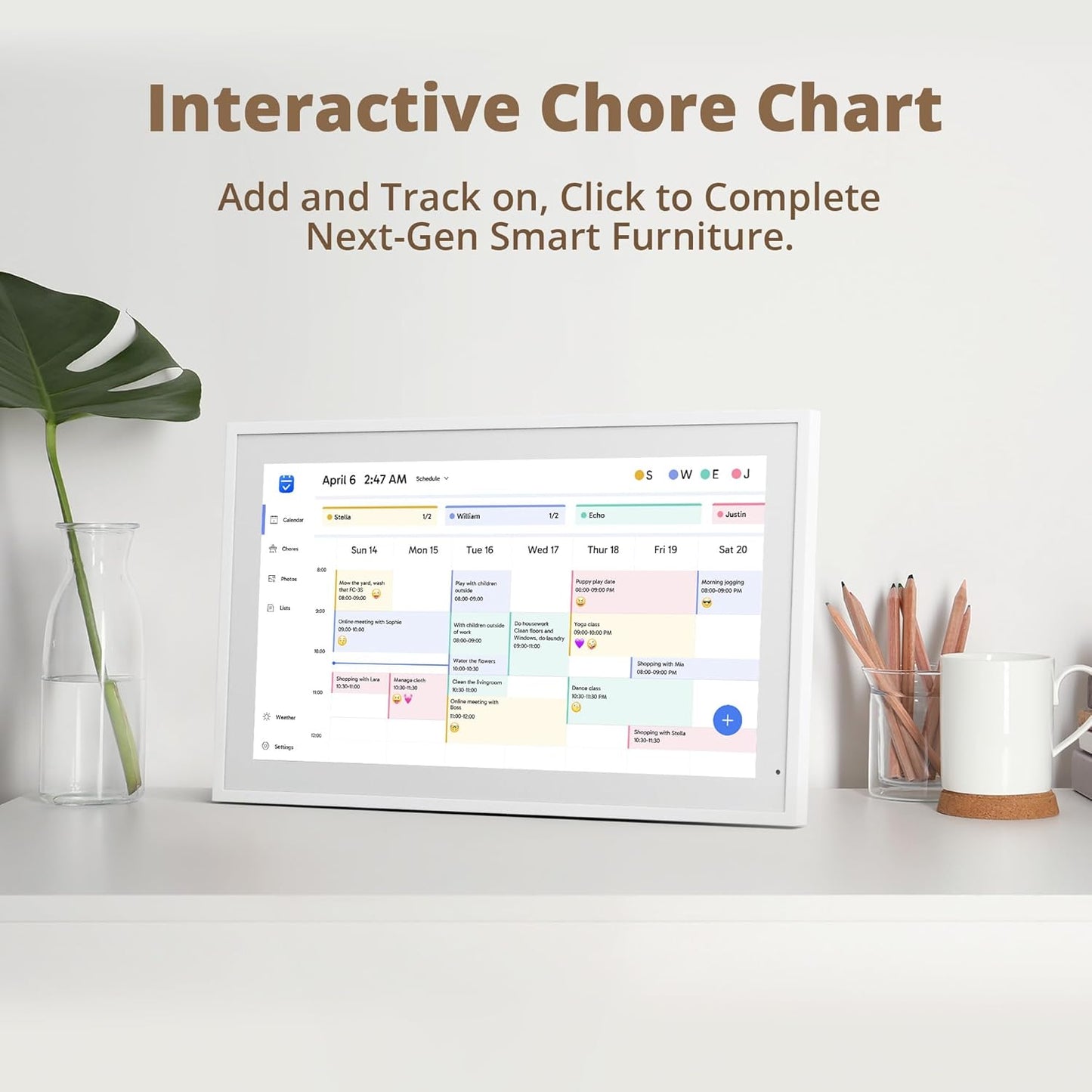Dragon Touch 21.5" Digital Calendar Chore Chart – 1080P Full HD Interactive Touchscreen, Smart Family Planner, Hearth Display Digital Calendar Wall & Desk Mountable for Seamless Scheduling