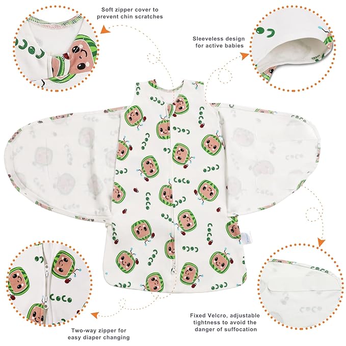 Swaddle-Blanket Baby Girl & Boy Swaddles Newborn Infant Transition 100% Cotton Wrap Blankets, 3-Way Adjustable Wearable Blanket, TOG 1.0 (Watermelon 3-6 Month)