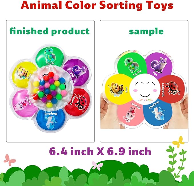 Limpskys Sorting Toys, Color Sorting Sensory Toys, Sensory Toys for Toddlers, Autism Toys for Toddlers 3-4, Quiet Fidget Toys,Color Matching Game (Multicolor-Animal)