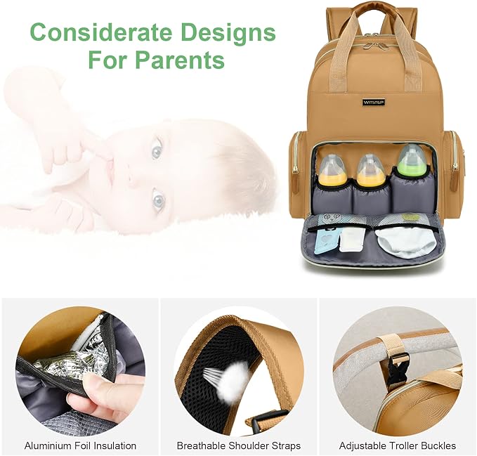 Diaper Bag Backpack with Changing Station, Baby Diaper Bag Organizer for Moms Dads Large Baby Changing Bags