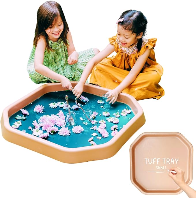 Tuff Tray (Small Brown), Sensory Tray with Textured Surface, Montessori Toy, Sand & Water Table, Sensory Bin for Toddlers and Kids