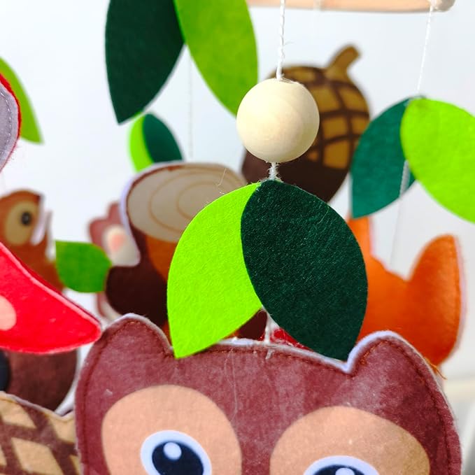 Felt Forest Animals with Owl and Fox Theme Baby Crib Mobile, Nursery Pendant Decoration(owl Mobile Hanger)