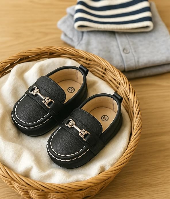 LONSOEN Baby Girls Boys Loafers Prewalker Dress Crib Shoes