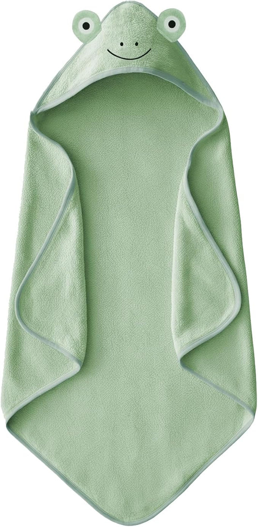 ROMASA Baby Bath Towel with Hooded Cute Design Ultra Soft Thick Cotton Bath Towel Shower Gift for Newborn,35X35 inches (Green)