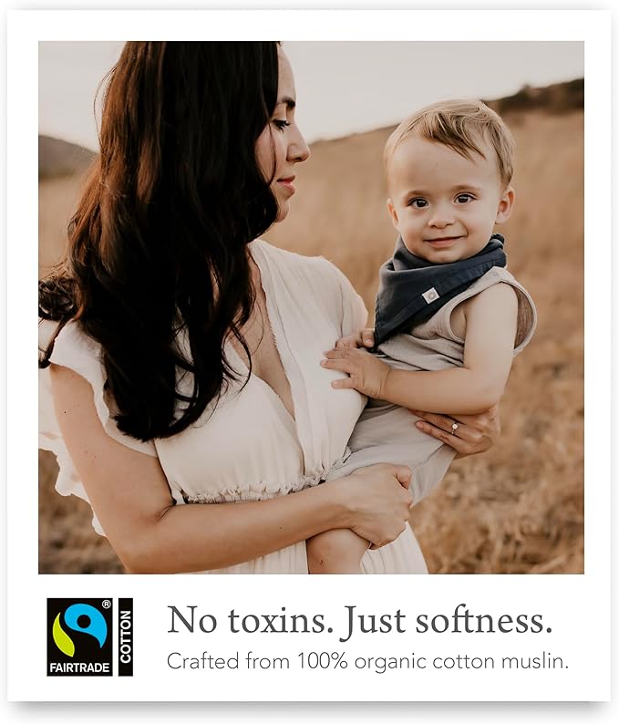 Kishu Baby Indi Organic Baby Bandana Bibs – Fairtrade 4-Way Reversible Drool Bibs for Boys & Girls – Unisex (Set of 5)