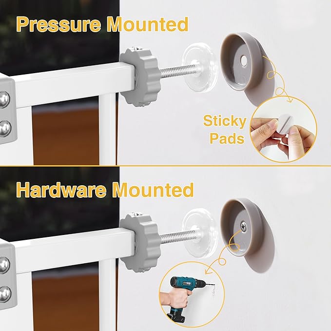 InnoTruth 29.5–49.75" Extra Wide Baby Gate for Stairs, 30" Tall Walk Through Dog Gate for Stairs & Doorways, Pressure-Mounted Safety Gate for Pets & Kids, Dual Lock & 2-Way Swing, White