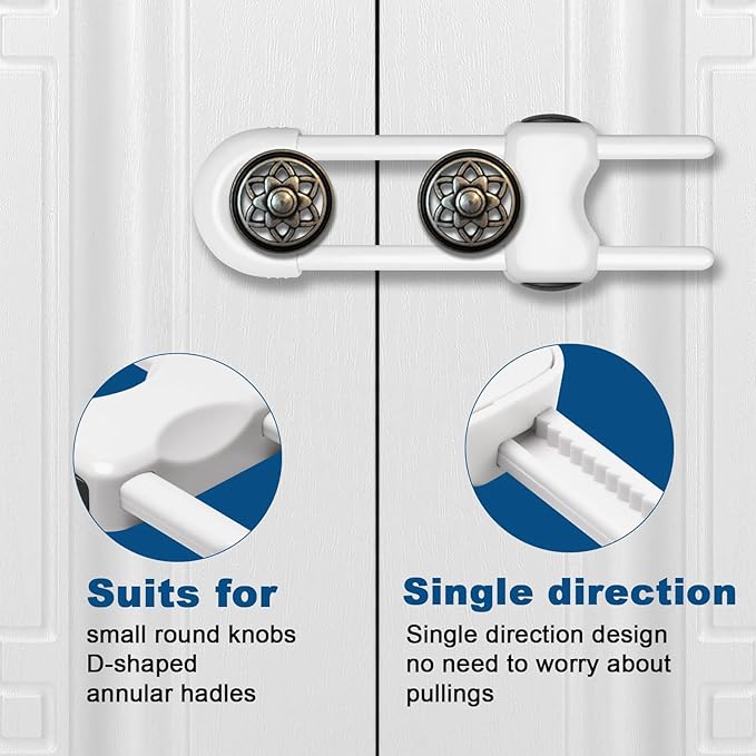 Cabinet Locks for Babies,Child Proof Cabinet Locks,4 Pack U-Shaped Baby Proofing Cabinets,Child Locks for Cabinets and Drawers,Child Safety Cabinet Locks with Adjustable(White)