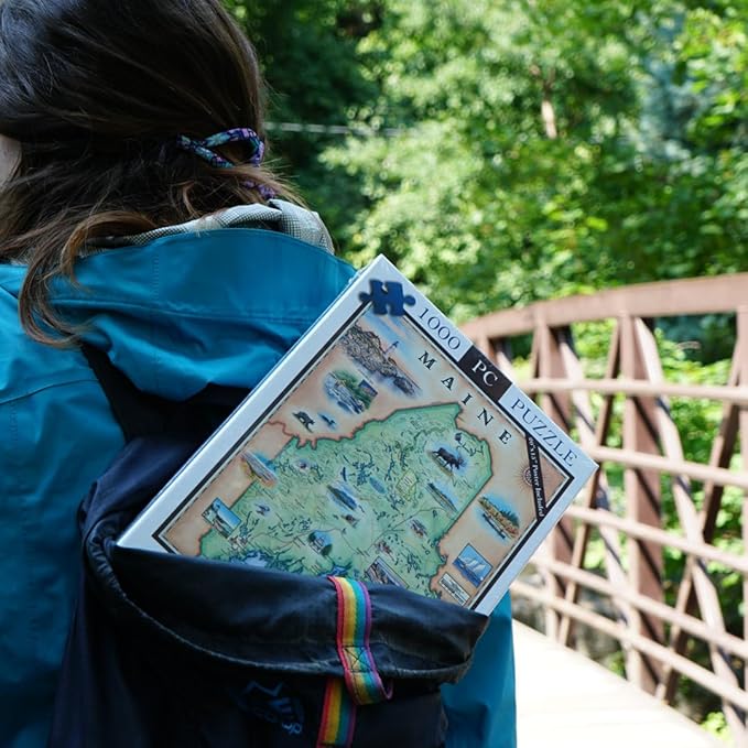 Acadia National Park Map JJigsaw Puzzle - 1000 Pieces, Hand-Illustrated - Educational & Fun Family Activity, Ages 7+, Includes Poster