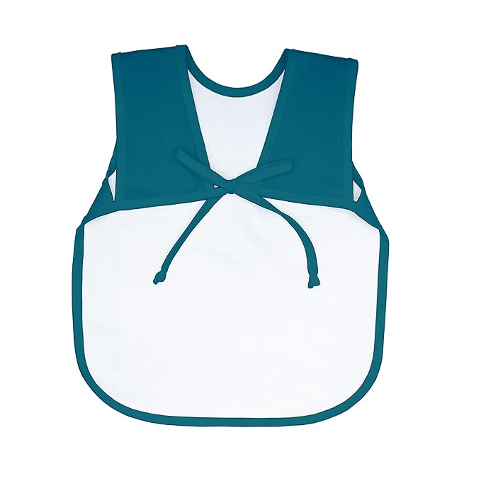 BapronBaby Minimalist Teal Bapron - No Neck Tie Safer Bib for Baby & Toddler - Soft Waterproof Stain Resistant - Machine Washable - Sz Preschool 3-5yrs