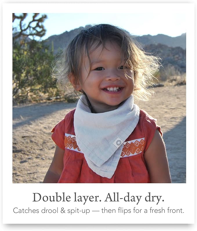 Kishu Baby Indi Organic Baby Bandana Bibs – Fairtrade 4-Way Reversible Drool Bibs for Boys & Girls – Unisex (Set of 5)