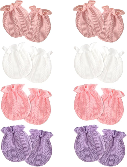 BQUBO Newborn Infant Toddler Mittens No Scratch Cotton Elastic Wrist Gloves Hypoallergenic for 0-6 Months Baby Boys Girls