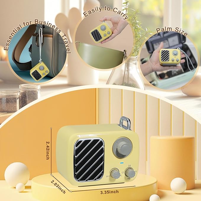 Vintage Style White Noise Machine – Portable Sleep Sound Device with 16 Relaxing Sounds, Timer & Stepless Volume, Rechargeable Sleep Aid & Gift for Teens, Kids, Baby, Travel & Office (Yellow)