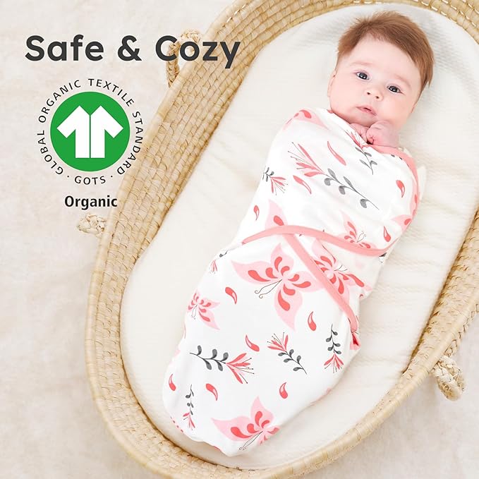 Yoofoss Baby Swaddles for Newborns 100% Organic Cotton, Adjustable Swaddle Sleep Sack 3-6 Months Newborn Swaddle Sack, Breathable Soft(Medium)