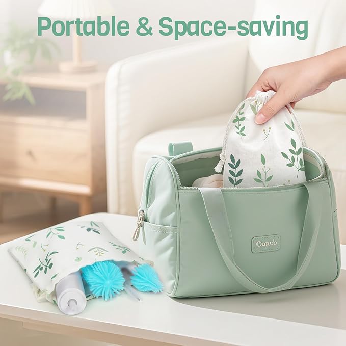 SEANCHEER S02 Electric Bottle Brush Set, Portable Baby Bottle Brush Cleaner, AA Battery-Powered & IPX7 Waterproof, with Silicone Bottle/Nipple/Straw Brush, for Home & Travel (Blue)