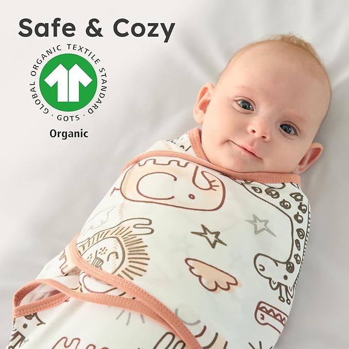 Yoofoss Baby Swaddles for Newborns 100% Organic Cotton, Adjustable Swaddle Sleep Sack 3-6 Months Newborn Swaddle Sack, Breathable Soft(Medium)