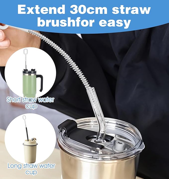 4Pcs Brush to Clean Straws, Drinking Straw Cleaning Brush, Flexible Tip Tools for Tumblers Water Bottles Sippy Cups (4 Sizes)