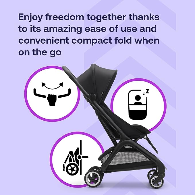 Bugaboo Butterfly - 1 Second Fold Ultra-Compact Stroller - Lightweight & Compact - Great for Travel - Midnight Black