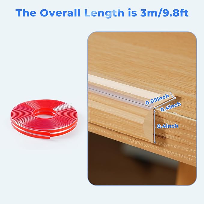 Edge Corner Protector Baby Proofing, Clear Soft Corner Protectors Baby Proof, Furniture Corner Guard & Edge Safety, Edge Protector for Table and Fireplace(9.8ft L*0.78inch W*0.09inch H)