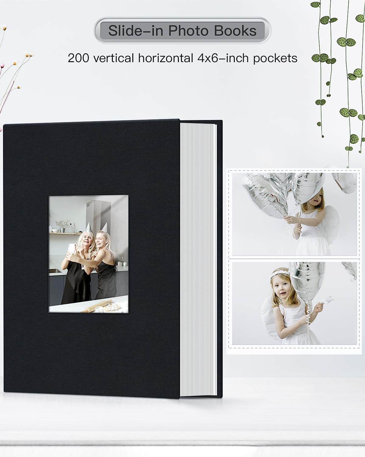 popotop Photo Album 4x6-200 Photos Photo Books with 200 Horizontal Pockets,Linen Cover Albums for Family Wedding Anniversary Baby Vacation Pictures