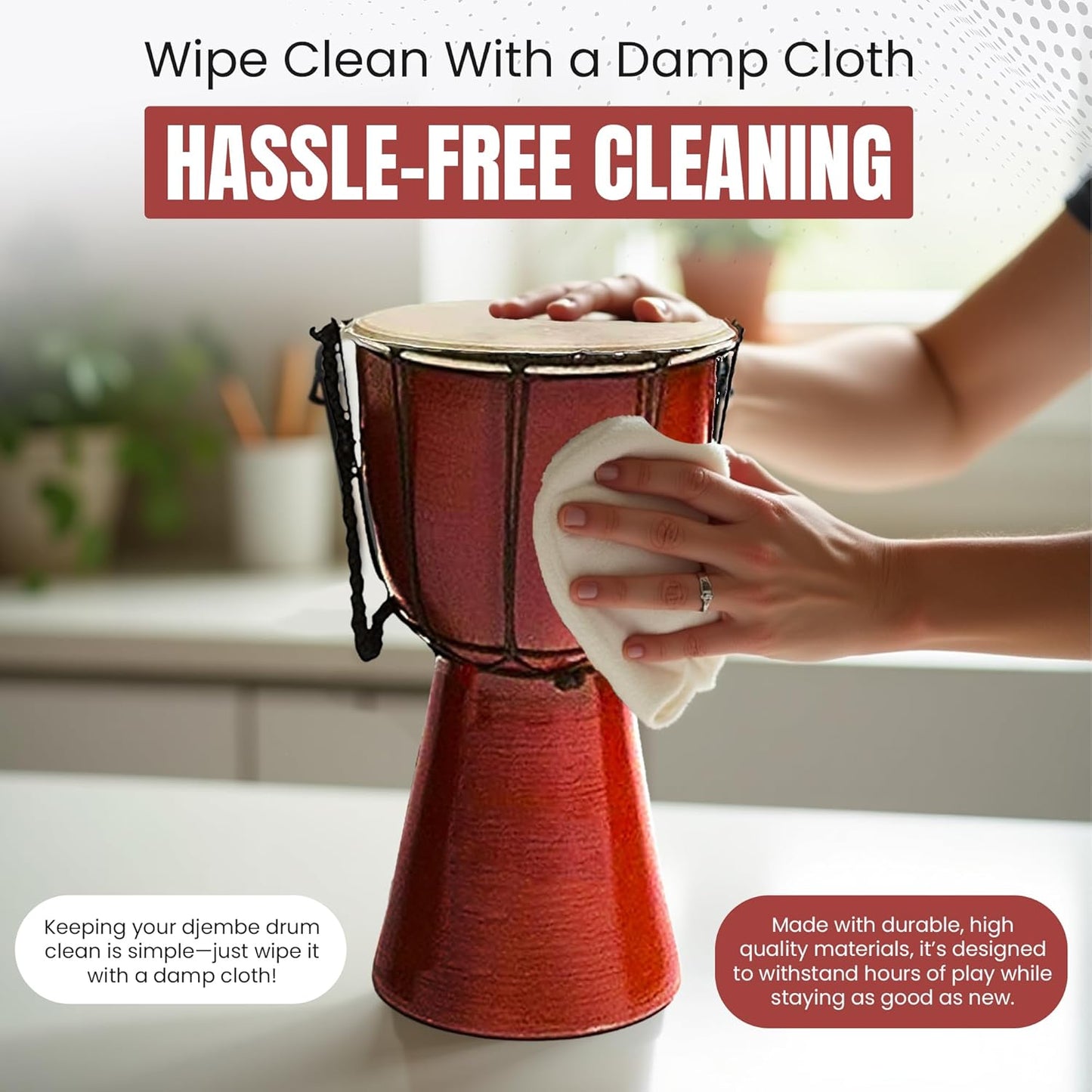 Drums Djembe Drum Djembe jembe is a Rope- goat skin Covered Goblet Drum Played by Hands West Africa style (4x8) Designed in the USA