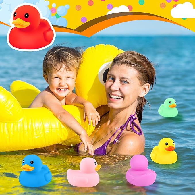 Lenwen 6 Pcs 5 Inch Rubber Ducks No Hole Waterproof Multicolor Large Duck Bath Toy with Sealed Plug Without Hole Bathtub Floating Bath Duck for Birthday Party Decoration Gift Swimming Pool