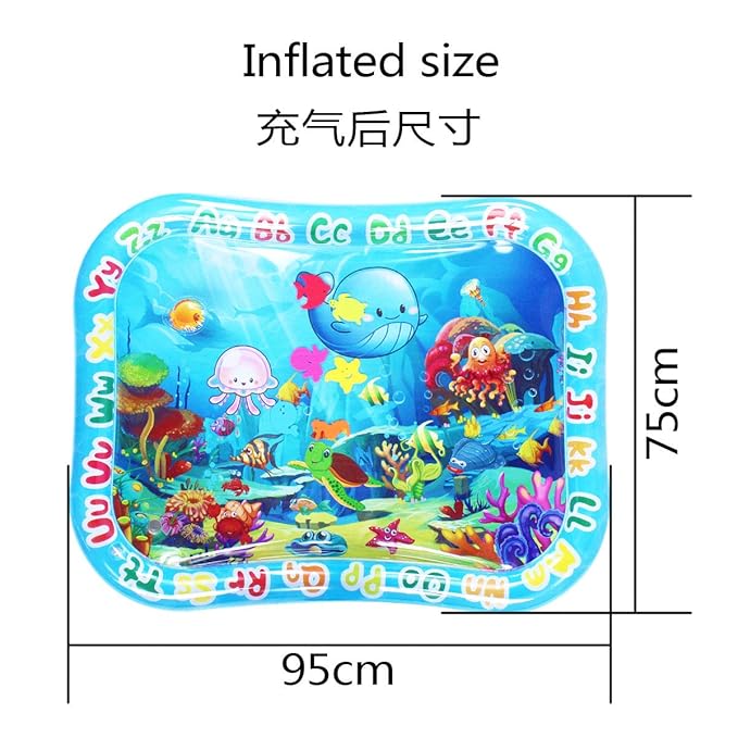 ZHUYNXIR Extra Big Infant Water mat, Large Water Play mat, Seas and Oceans Tummy Baby Toys with BB Call, Fun Early Development Activity Play Center for Newborn (39.5x31.5 in)