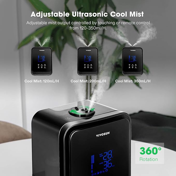 VIVOSUN 4.5L 2-in-1 Cool & Warm Mist Ultrasonic Humidifier with Essential Oil Box & Remote Control for Bedrooms, Offices, Plants, Babies, Dryness, and Skincare