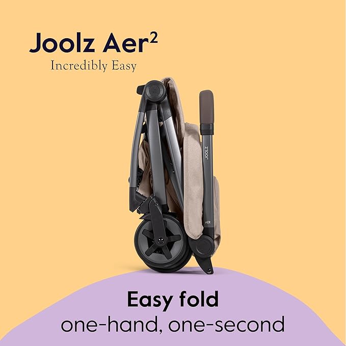 Joolz Aer2 Lightweight Travel Stroller for Baby & Toddler – Ultra-Compact One-Hand Foldable Stroller, Reclining Seat, UPF 50+ Canopy, Adjustable Leg Rest, Carry-On & Airplane Approved (Sandy Taupe)