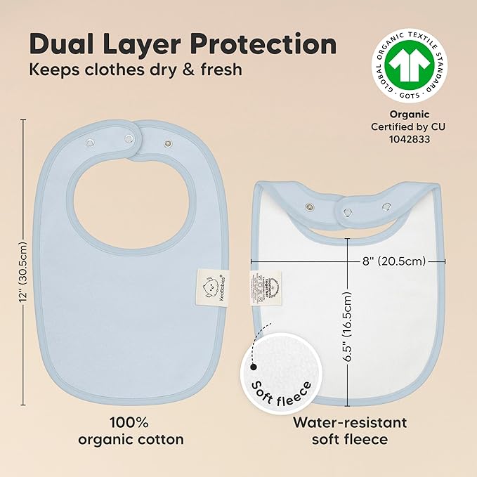 8-Pack Organic Baby Bibs for Boys, Girls - Soft Cotton Drooling and Teething Bibs for Baby Girl & Boy, Extra Absorbent, Easy to Clean & Put On for Toddler, Newborn, Infant 0-24 Months(Dew)
