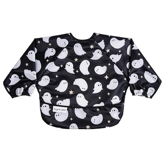 Tiny Twinkle Long Sleeve Bib for Babies & Toddlers – Waterproof Smock Bib for Eating – Machine Washable & Mess-Proof, Baby Feeding Essential & Shower Must-Have(Ghosts, 6–24M)