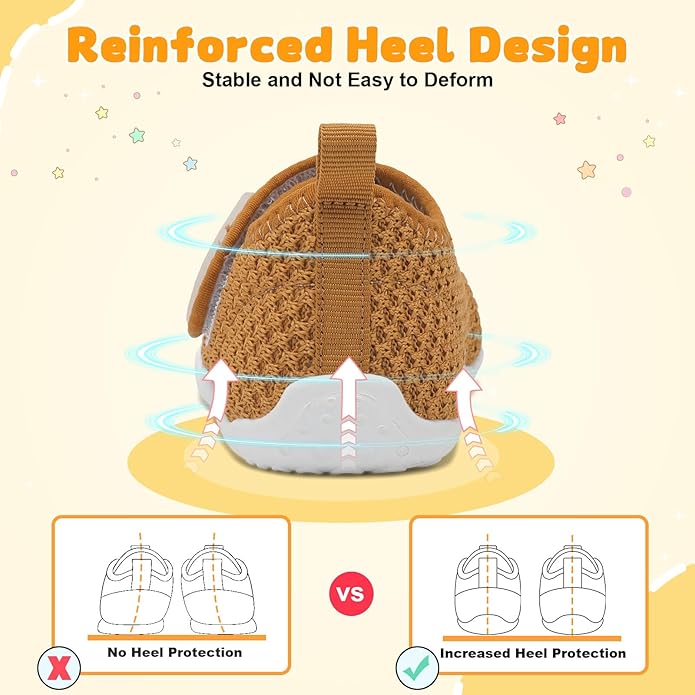 FEETCITY Baby First Walking Shoes Wide Baby Shoes Infant Sneakers Newborn Crib Shoe Barefoot Lightweight Slip On Shoe