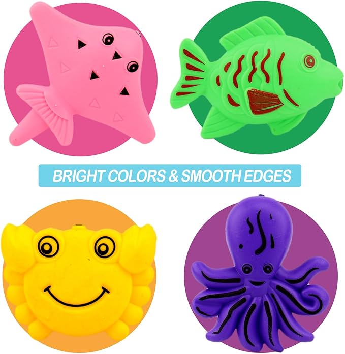 Magnetic Fishing Pool Toys Game, Water Table Bathtub Bath Toy - Pole Rod Floating Fish, Birthday Party Gifts for Toddler Age 3 4 5 6 Year Old, Kids Outdoor Toys