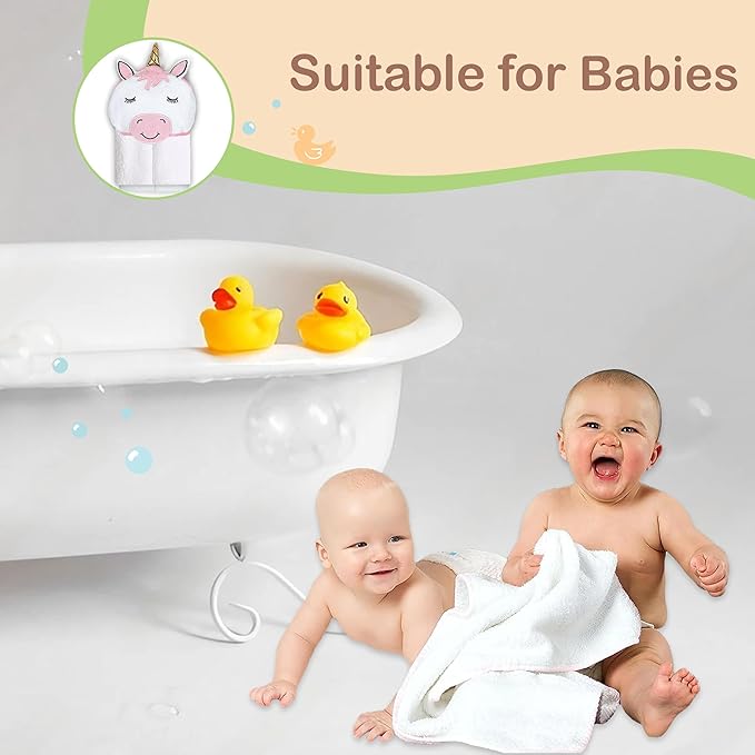 Mother's Choice Baby Hooded Towel - Large Size, Cotton, Ultra-Soft & Absorbent Bath Towel for Newborns, Infants, Toddlers, Boys & Girls with Animal Hood (Unicorn)