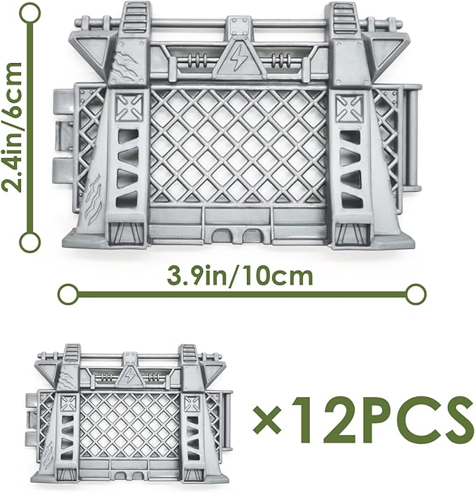 Oriate 12PCS Dinosaur Capture Fencing Accessories Playset, Plastic Dinosaur Cage Fence Toys for Dino Fans, Suitable for Dinosaur World Figures Educational Gift for Kids n Toddler