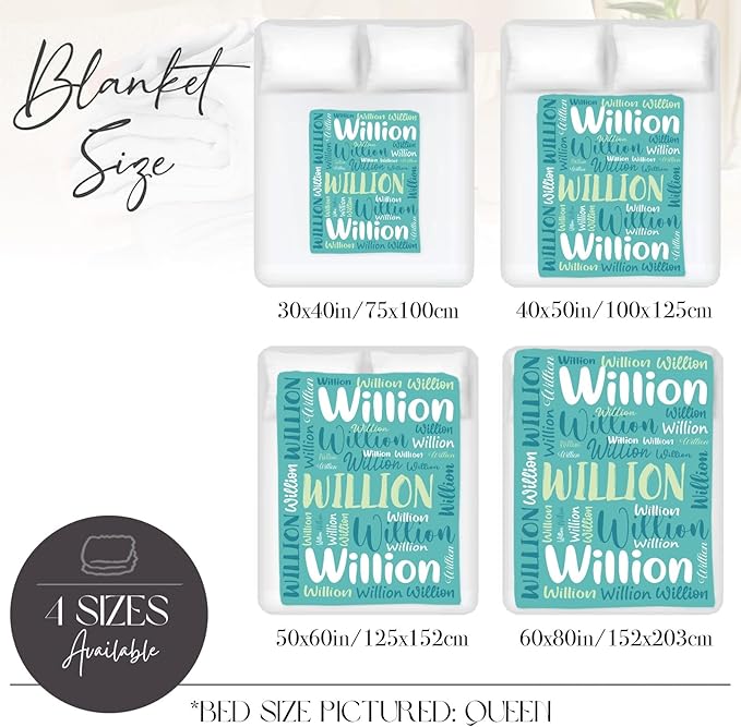 Personalized Custom Baby Blanket with Name for Girls Boys Kids Customized Flannel Blanket for Bed Nursery Room Baby Stroller