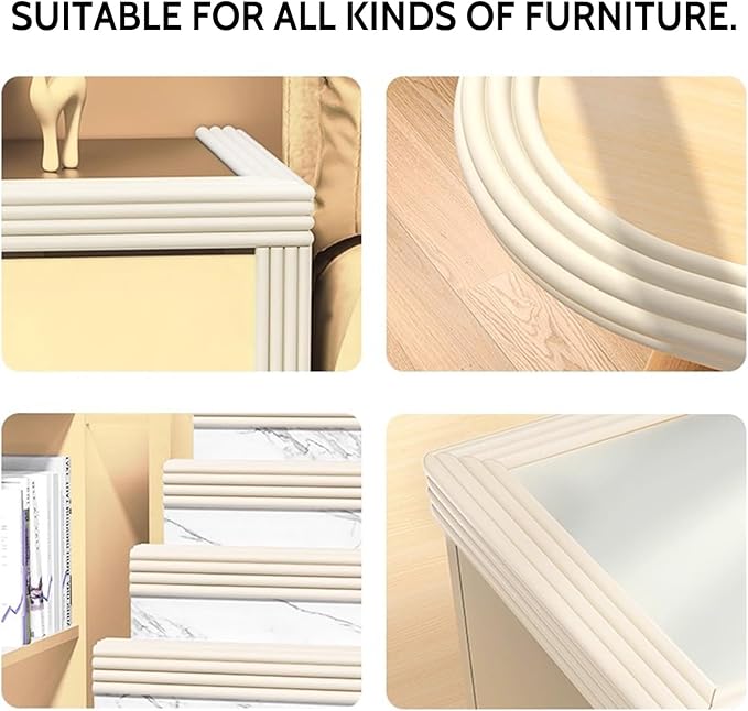 【1 Roll + 4 Pcs Set】 Baby Proof Corner Guards L-Shaped Edge Protectors - Self-Adhesive Soft Foam Furniture Corner Guards for Table Cabinet Wall, Baby Safety Protection for Fireplace (Off White)
