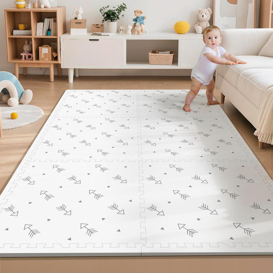 Baby Foam Play Mat-72”x 48” Baby Playmat,6-Piece Interlocking Foam Floor Tiles,Puzzle Mat for Infants and Toddlers,Waterproof,Non Toxic Play Mat for Tummy Time Mat(Arrow)