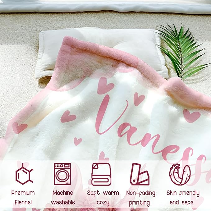 Personalized Baby Blanket for Girls, Custom Baby Blanket with Name, Soft Cozy Personalized Name Blankets for Kids, Customized Unicorn Blanket for Infant Toddler Birthday Christmas