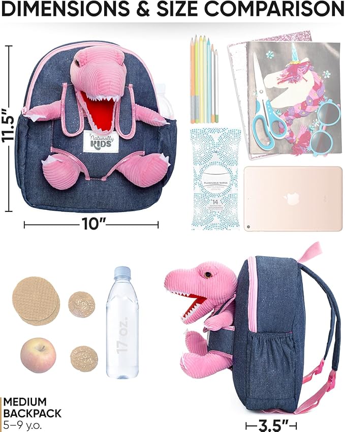 Pink Dinosaur Toys for Kids 5-7, Gifts for 5 Year Old Girls, 4 Year Old Girl Birthday Gift, Toddler Dinosaur Backpack