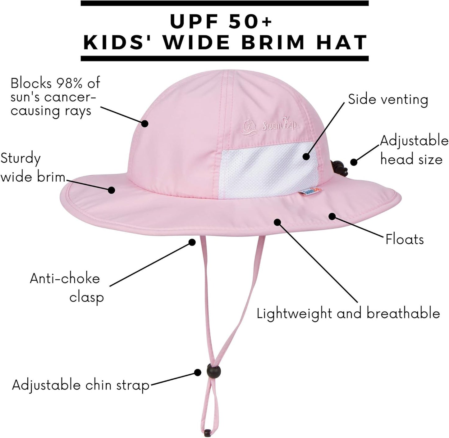 SwimZip Wide Brim Sun Hat | UPF 50+ Protection for Baby, Toddler, and Kids