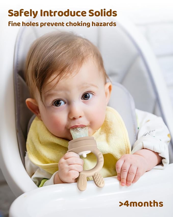 2 Packs Baby Fruit Feeder & Freezer Tray Combo, Push Pop Baby Food Feeder to Safely Introduce New Foods, Fresh & Frozen Food Silicone Feeder, 100% Food Grade, BPA Free